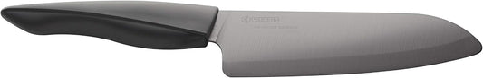Kyocera Innovation Series Ceramic 6" Chef's Santoku Knife with Soft Touch Ergonomic Handle, Black Blade, Black Handle
