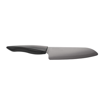 Kyocera Innovation Series Ceramic 6" Chef's Santoku Knife with Soft Touch Ergonomic Handle, Black Blade, Black Handle