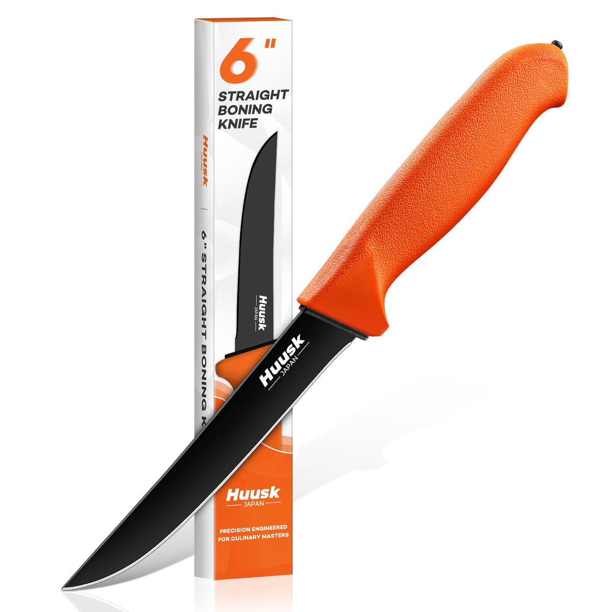 Huusk Curved Boning Knife - 6" Filet Knife for Meat Deboning Non‑Slip Grip