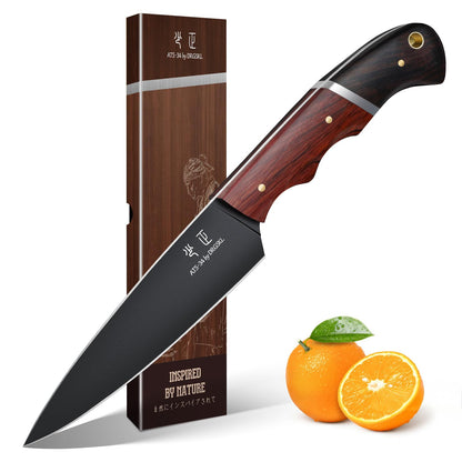 DRGSKL Kitchen Knife Set with Bag - 6 PCS Chef Knife Set with Wooden Handle