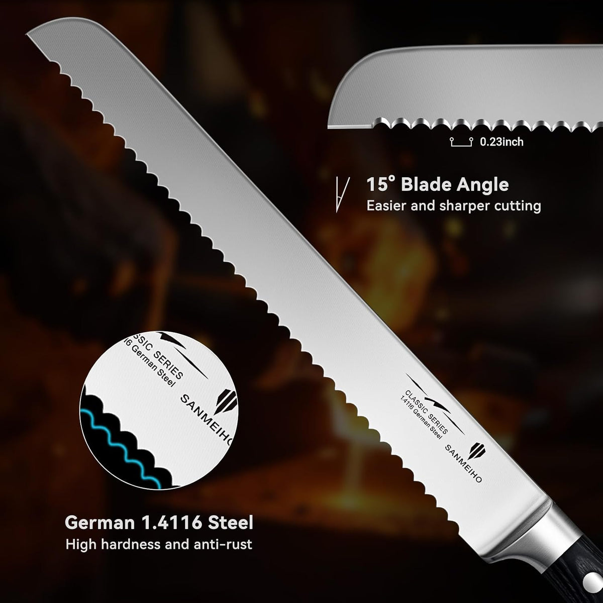 10-Inch Serrated Bread & Sourdough Knife with Wood Handle