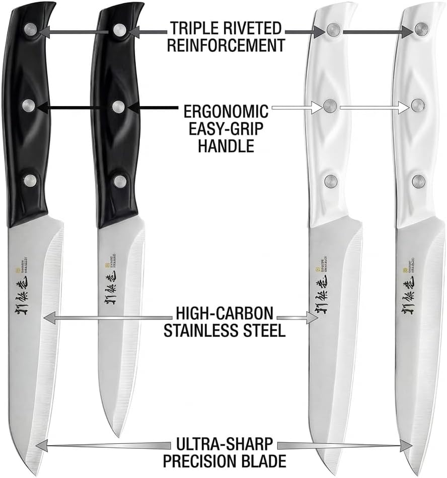 HAMMER IRON ALLEY 4PCS Paring Knife - 4/4.5 inch Fruit and Vegetable Paring Knives - Ultra Sharp Kitchen Knife - Peeling Knives - German Stainless Steel-ABS Handle