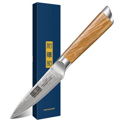 HOSHANHO Damascus Santoku Knife 7", Sharp Chef Knife, Ergonomic Wood Handle