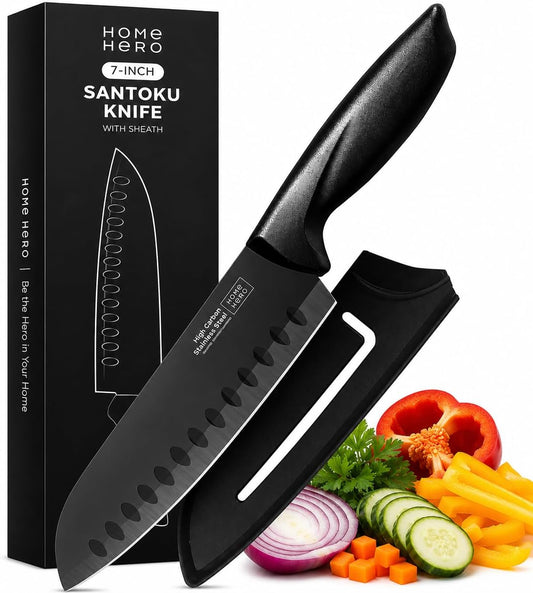 Home Hero Santoku Knife with Sheath - High Carbon Stainless Steel Knife