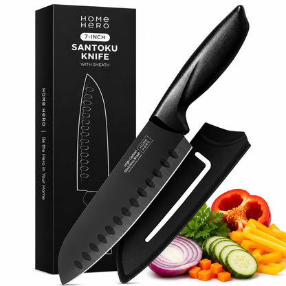 Home Hero Santoku Knife with Sheath - High Carbon Stainless Steel Knife