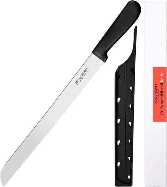 10 Inch Bread Knife Serrated for Homemade Bread Slicing W/Sheath