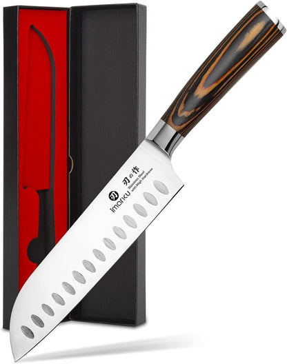 imarku Santoku Knife 7 Inch, Japanese Sharp High Carbon Stainless Steel