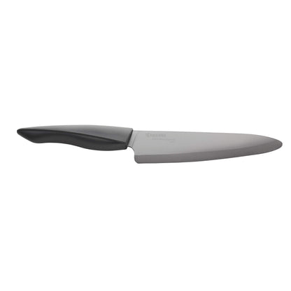 Kyocera Innovation Series Ceramic 6" Chef's Santoku Knife with Soft Touch Ergonomic Handle, Black Blade, Black Handle