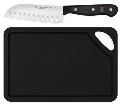 WÜSTHOF Gourmet 5" Hollow Edge Santoku Knife, Black