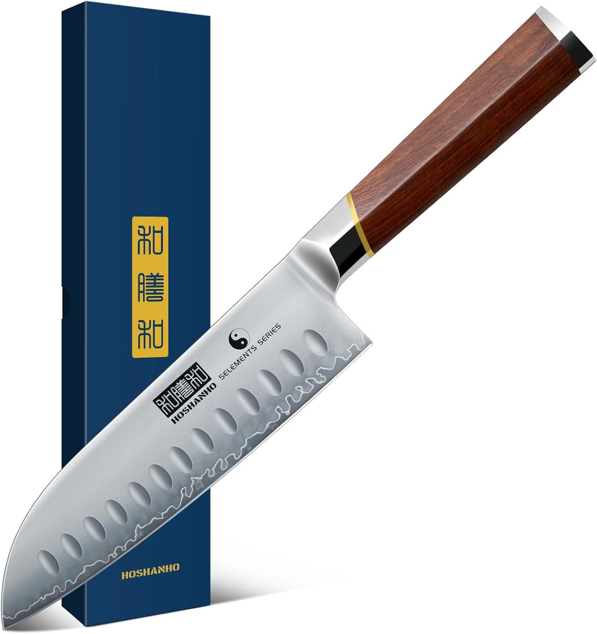 HOSHANHO Santoku Knife 7", Razor Sharp Kitchen Knife with Rosewood Handle