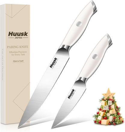 Huusk Paring Knife Set - Razor Sharp 5" Utility & 3.5" Fruit Peeling Knives