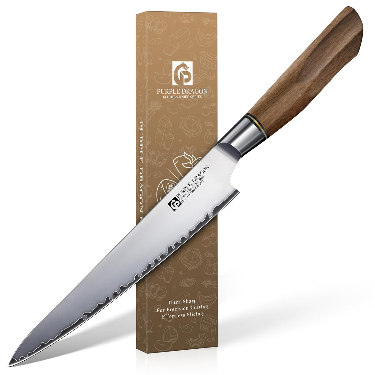 Purple Dragon Bread Knife for Homemade Bread, Serrated Knife