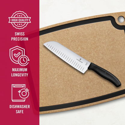 Victorinox Swiss Classic 7 Inch Santoku knife, Granton Blade, Black