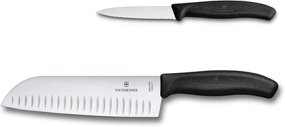 Victorinox Swiss Classic 7 Inch Santoku knife, Granton Blade, Black