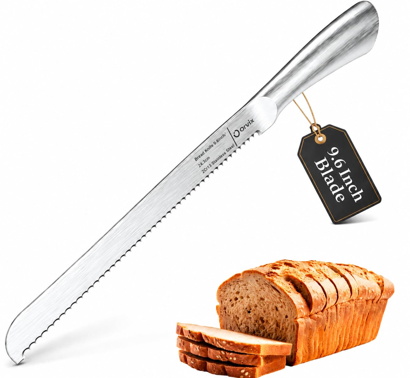 Serrated Bread Knife,9.6 Inch Razor Sharp Stainless Steel Blade with 5-Inch Handle, Best Bread Cutter for Slicing Sourdough, Bagels, Cakes & Homemade Artisan Bread
