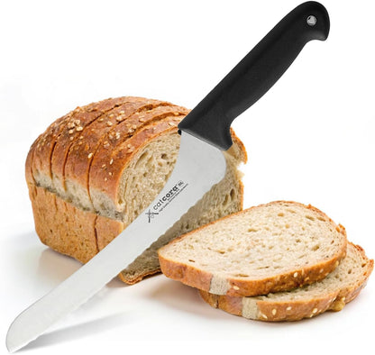 CAT CORA Offset Serrated Bread Knife, Professional 9-Inch German Steel Blade For Homemade Sourdough, Artisan Bread Slicing, or Cake Cutting, Ergonomic Soft-Grip Handle, NSF-Certified Kitchen Knife