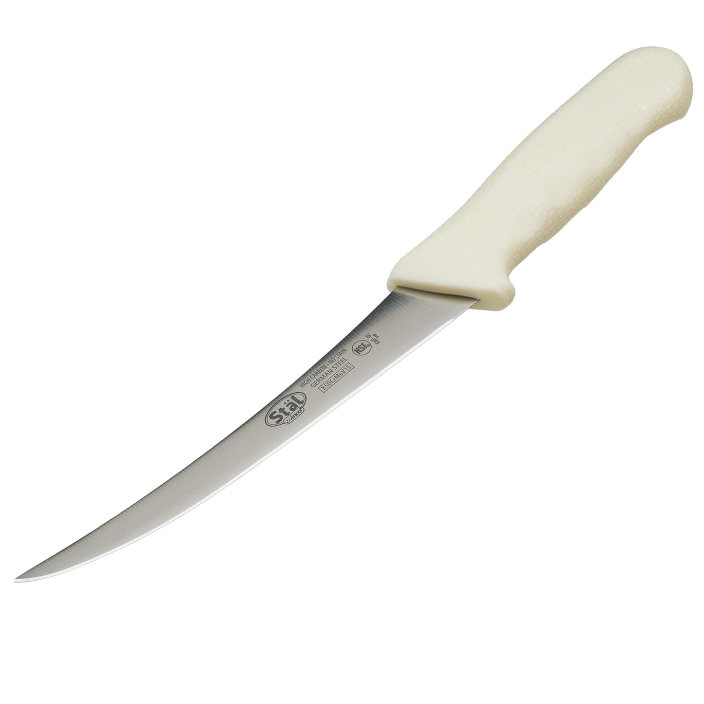 Winco 6" White Plastic Boning Knife with Handle