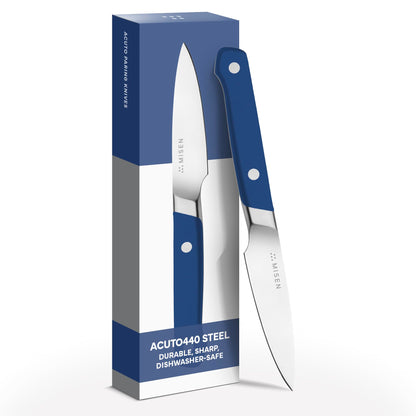 Misen 3.5‑Inch Paring Knife 2.0 - AICHI ACUTO440 High‑Carbon Stainless Steel, Rust‑Proof Blade - Ergonomic Spine, Precision Peeling, Trimming, and Slicing - Lightweight & Versatile - Black