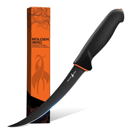 Golden Bird 6 Inch Curved Boning Knife for Meat Cutting with Non‑Slip Grip