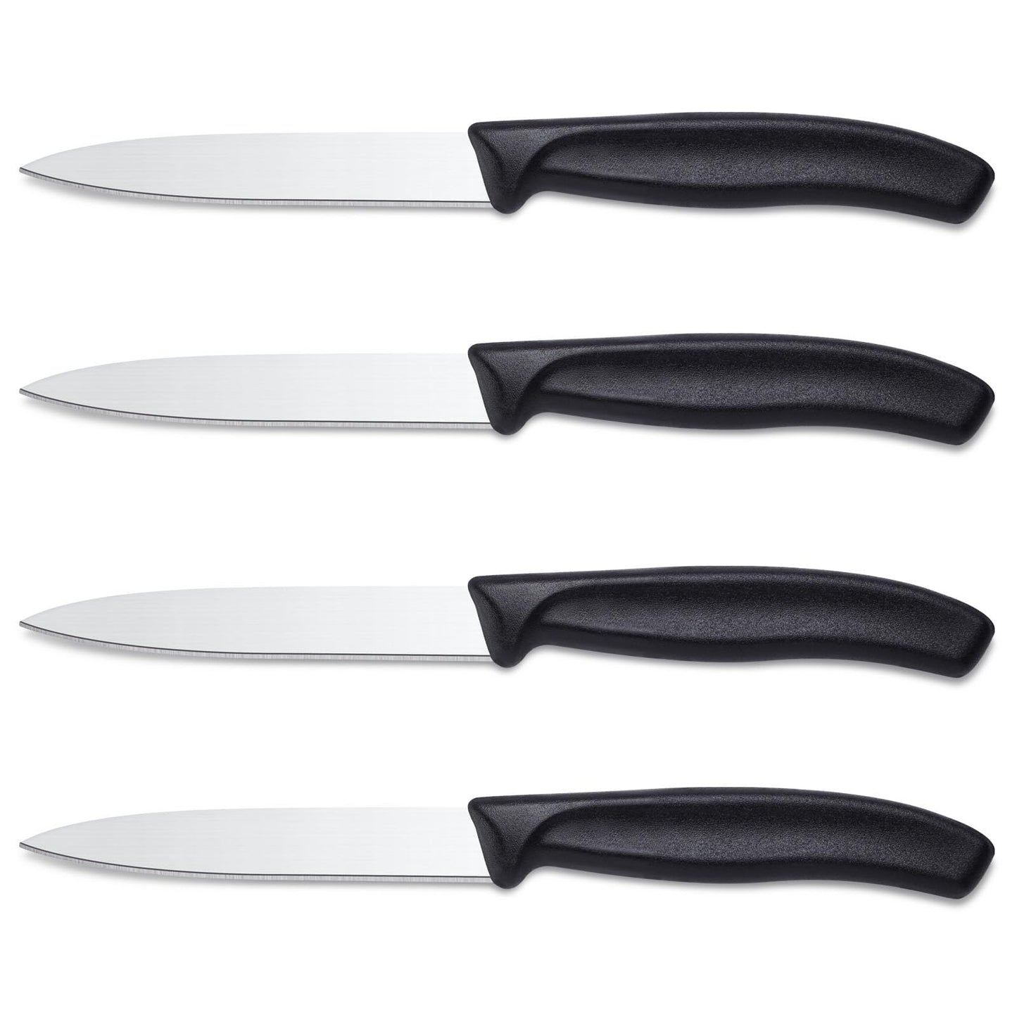 BEWOS 4-Piece Paring Knife Set - Paring Knives with Ergonomic Handle, 3.5 Inch Triple Rivet Paring Knives, Stainless Steel Black Parers for Vegetable, Fruit & Kitchen Use