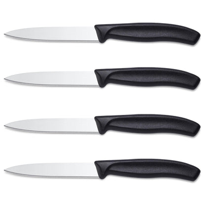 BEWOS 4-Piece Paring Knife Set - Paring Knives with Ergonomic Handle, 3.5 Inch Triple Rivet Paring Knives, Stainless Steel Black Parers for Vegetable, Fruit & Kitchen Use