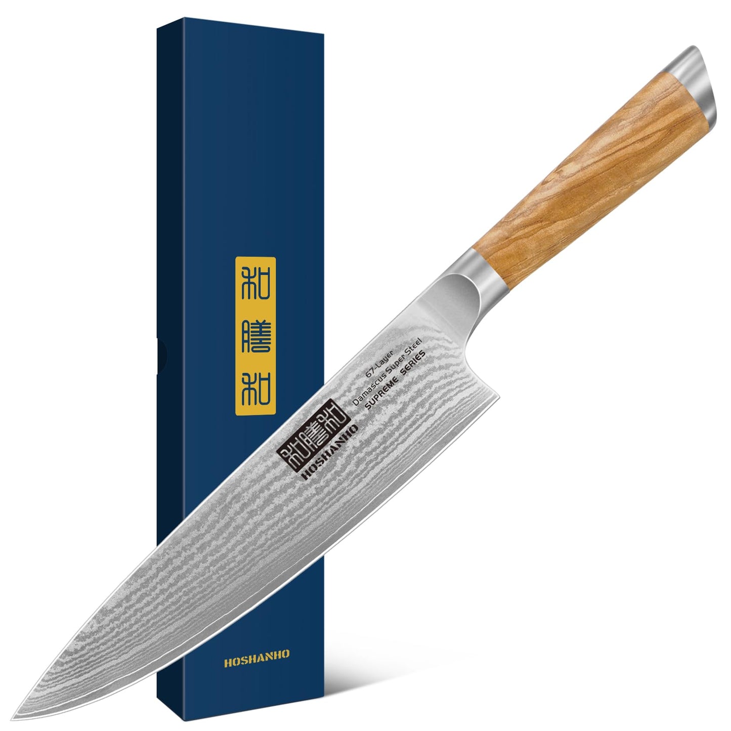 HOSHANHO Damascus Santoku Knife 7", Sharp Chef Knife, Ergonomic Wood Handle
