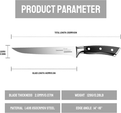 OAKSWARE Pro Boning Knife 5.5 Inch, German High Carbon Steel Fillet Knife