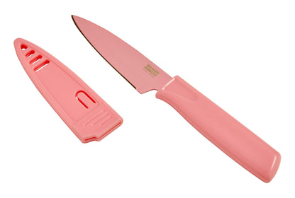 Kuhn Rikon Colori® Paring Knife – 4 Inch Japanese Stainless Steel, Nonstick Blade, Ergonomic Handle & Sheath, Rainbow