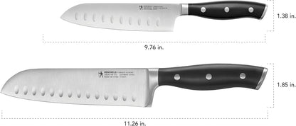 HENCKELS Forged Accent Razor-Sharp 2-pc Knife Set, Santoku Knife 5 Inch, Santoku Knife 7 Inch, German Engineered Informed by 100+ Years of Mastery,Black