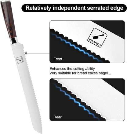 imarku Bread Knife,10 In German Professional Homemade Bread Slicing Knife