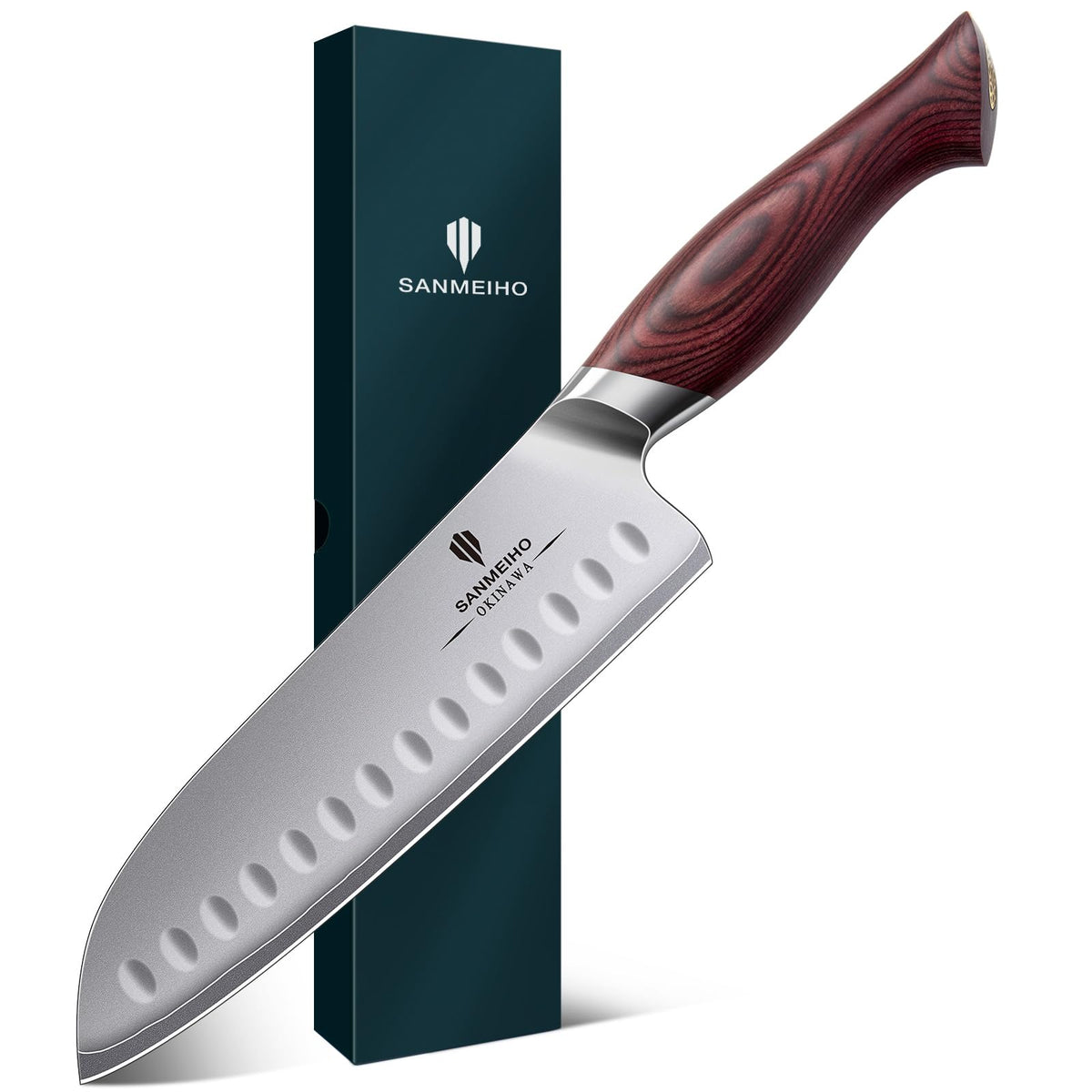7 Inch Chef Santoku Knife, High Carbon 10Cr15Mov Stainless Steel