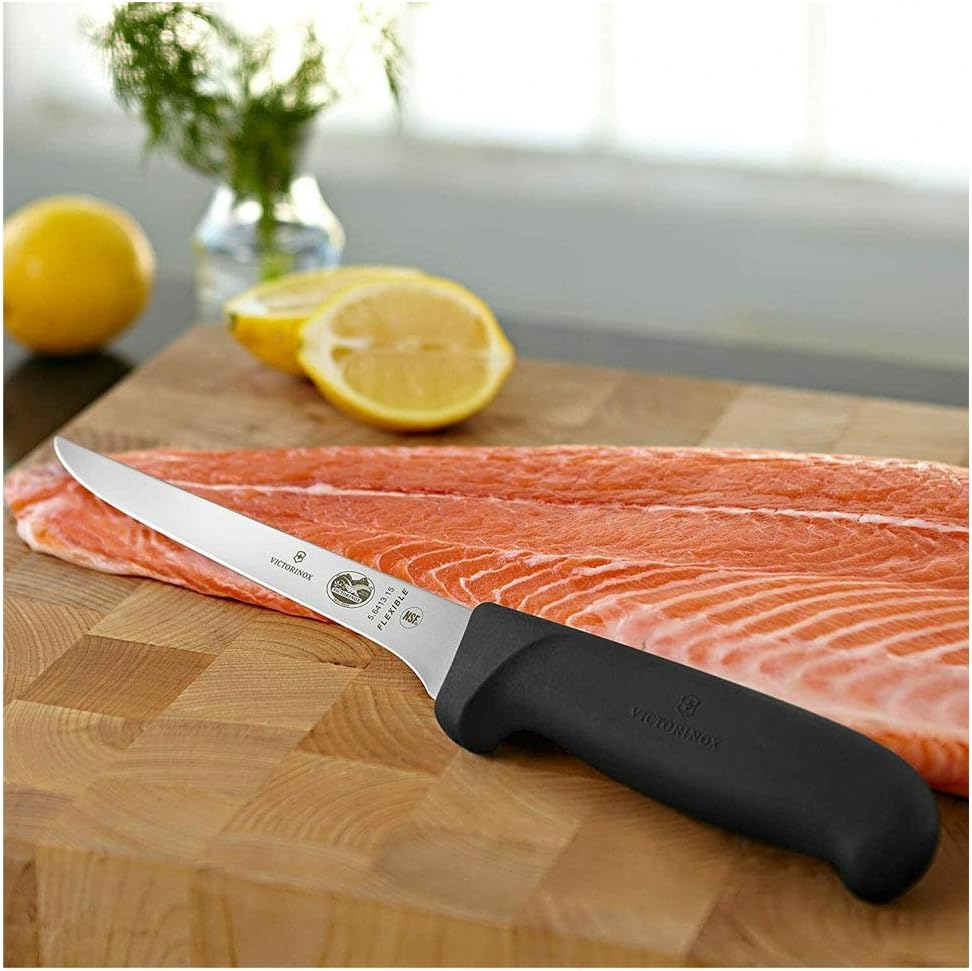 Victorinox Fibrox 6 Inch Flexible Boning Knife, Straight Blade, Black