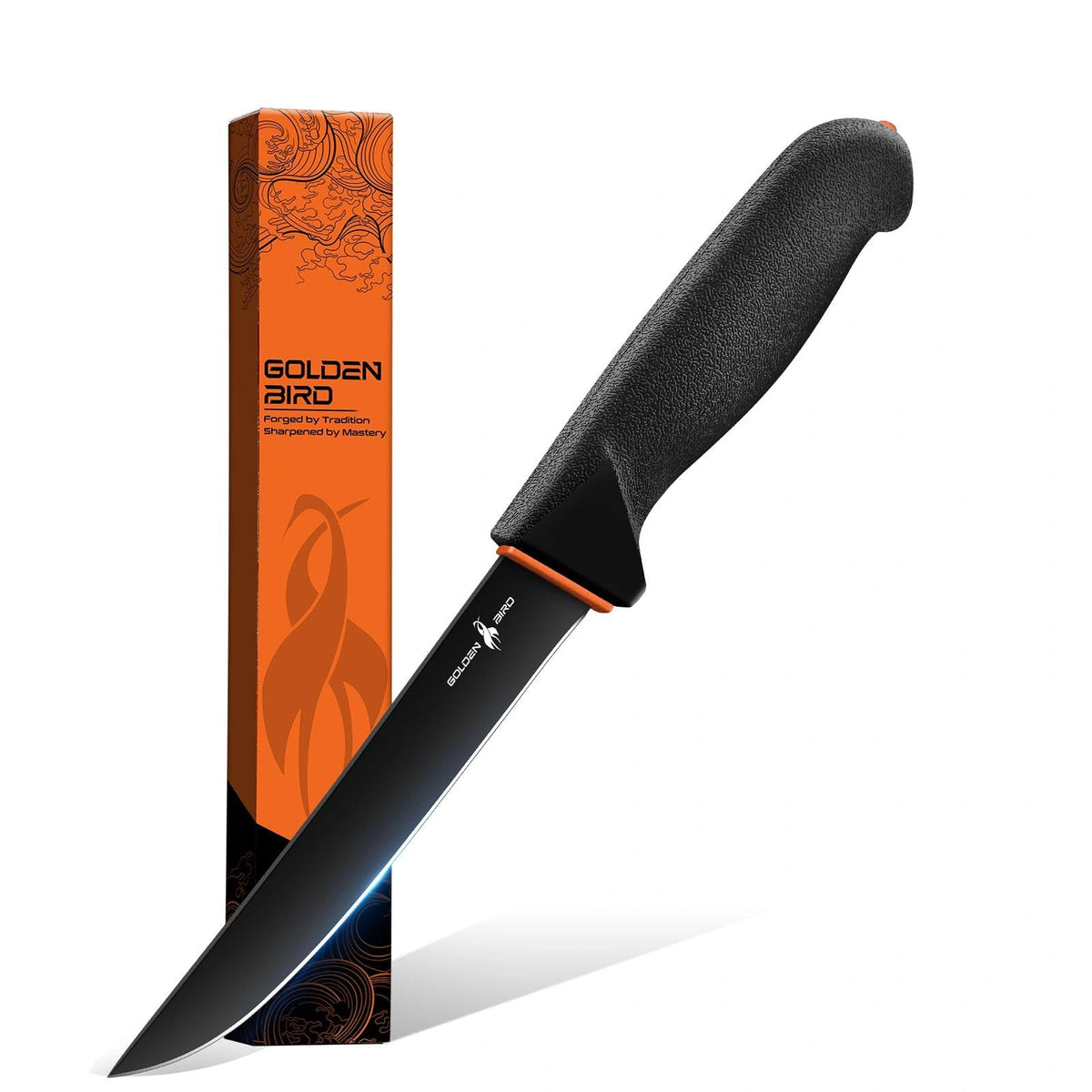 Golden Bird 6 Inch Curved Boning Knife for Meat Cutting with Non‑Slip Grip