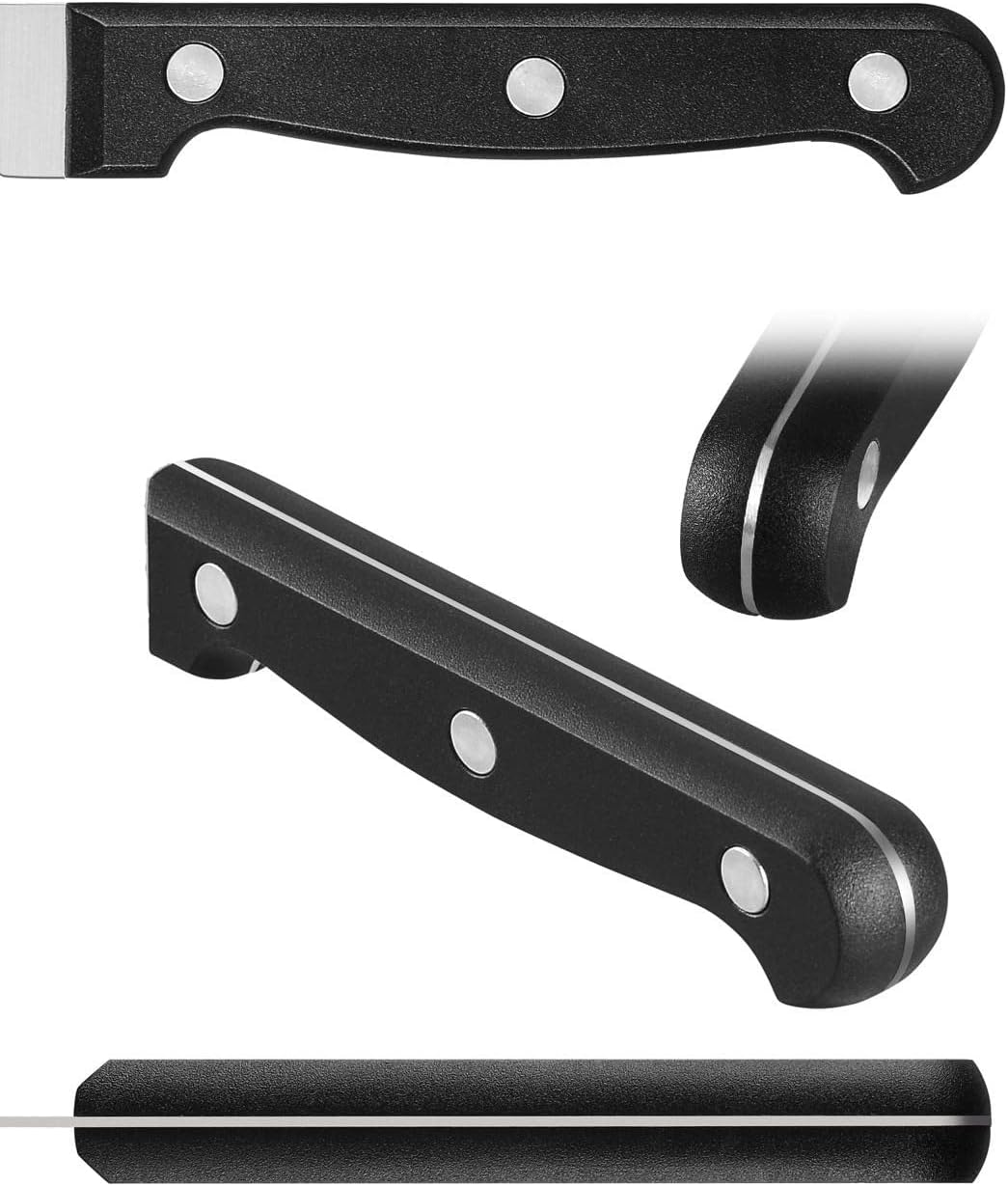 COKUMA Kitchen Knife, 3-Pcs Knife Set With Sheath, 8 Inch Chef Knife, 4.5 Inch Utility Knife, 4 Inch Paring Chef Knife, Stainless Steel, Black