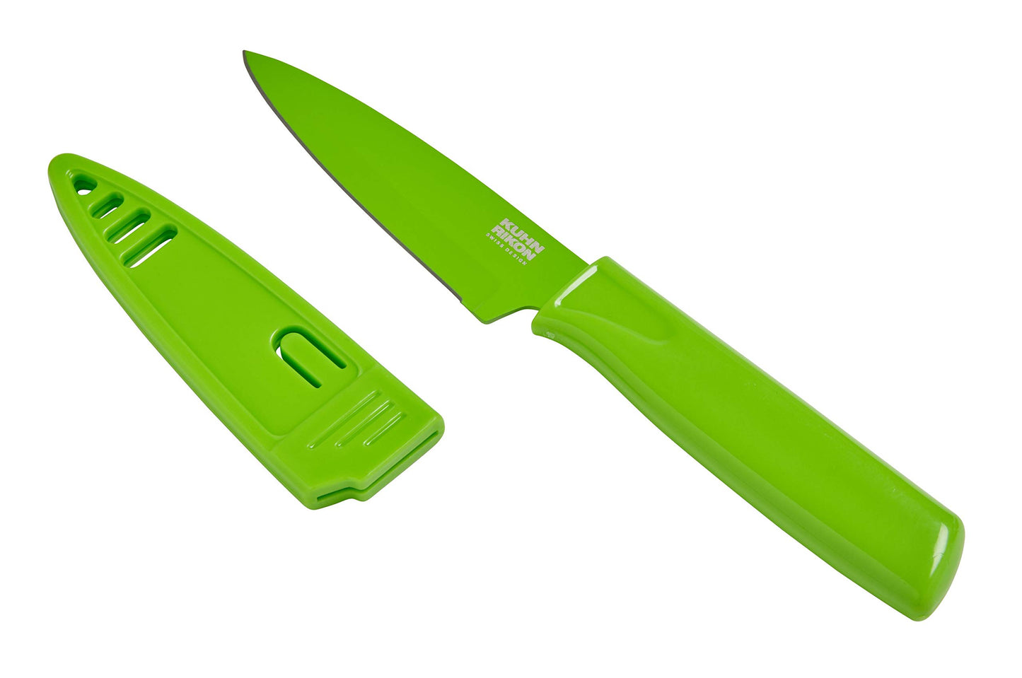 Kuhn Rikon Colori® Paring Knife – 4 Inch Japanese Stainless Steel, Nonstick Blade, Ergonomic Handle & Sheath, Rainbow