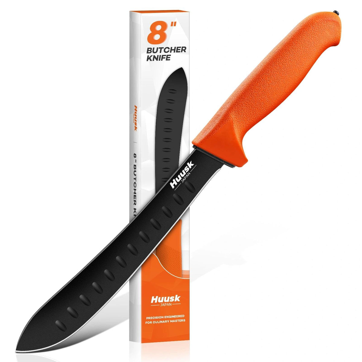 Huusk Curved Boning Knife - 6" Filet Knife for Meat Deboning Non‑Slip Grip