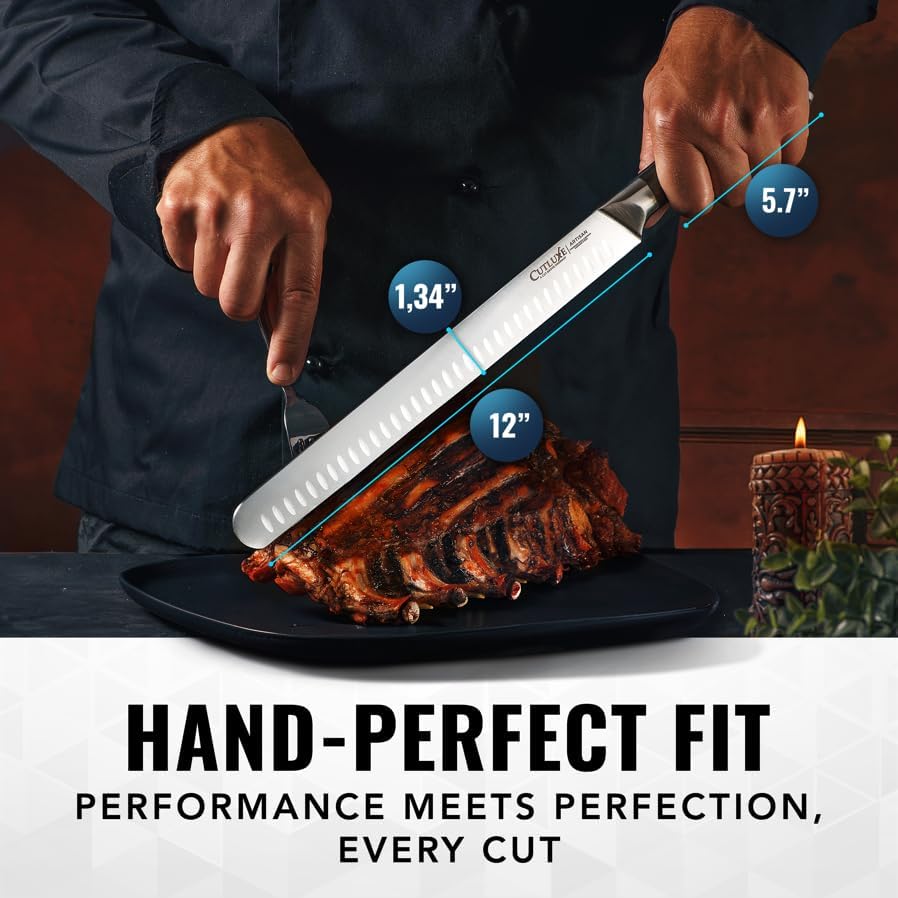 Cutluxe Brisket Knife, 12" Carving & Slicing Knife for Meat & BBQ