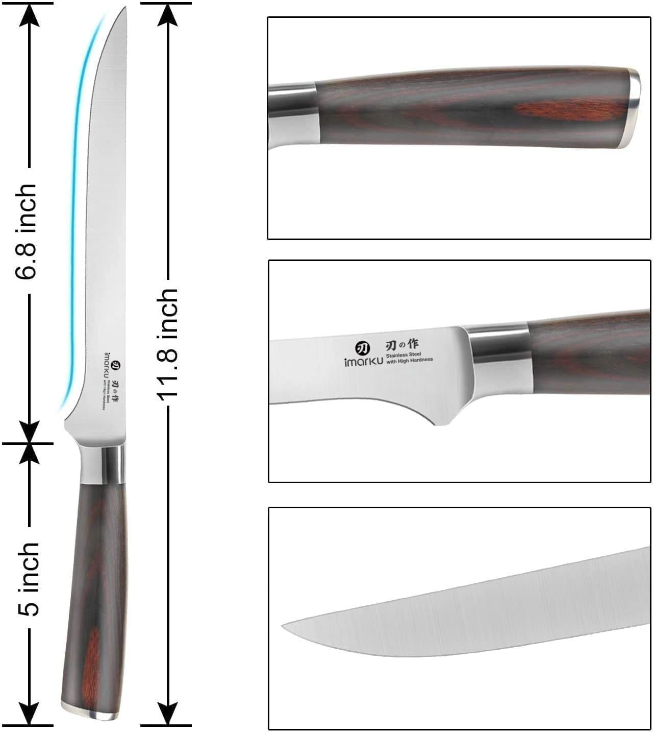 imarku Fillet Knife 6 Inch, German High Carbon Stainless Steel Boning Knife