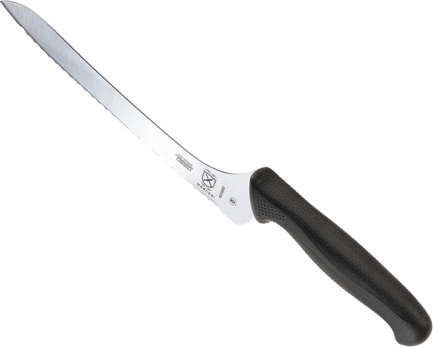 Mercer Culinary M23890 Millennia Black Handle, 9-Inch Offset Wavy Edge, Bread Knife