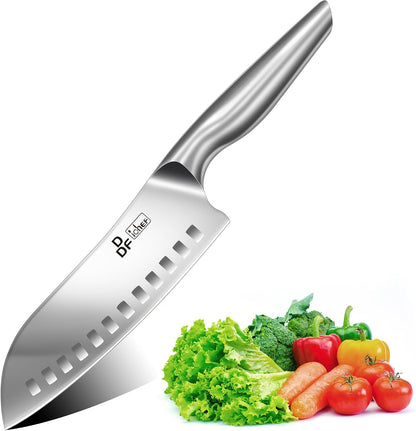 Chef Knife 7 Inch, High-Carbon Stainless Steel Santoku, Dishwasher Safe