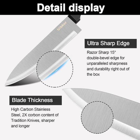 Kitchen Knife, 3-Pcs Knife Set, 8 Inch Chef Knife, 5 Inch Utility Knife