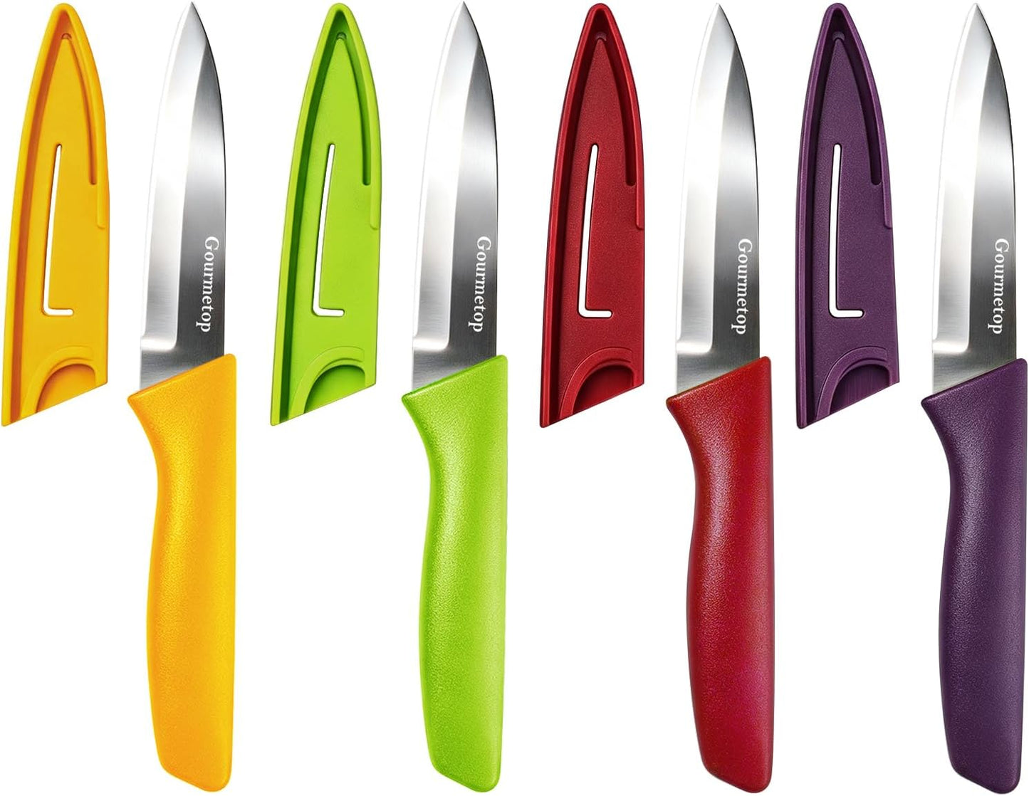 Gourmetop Paring Knife Set of 4, 3.8” Fruit Knife with Cover, German Steel