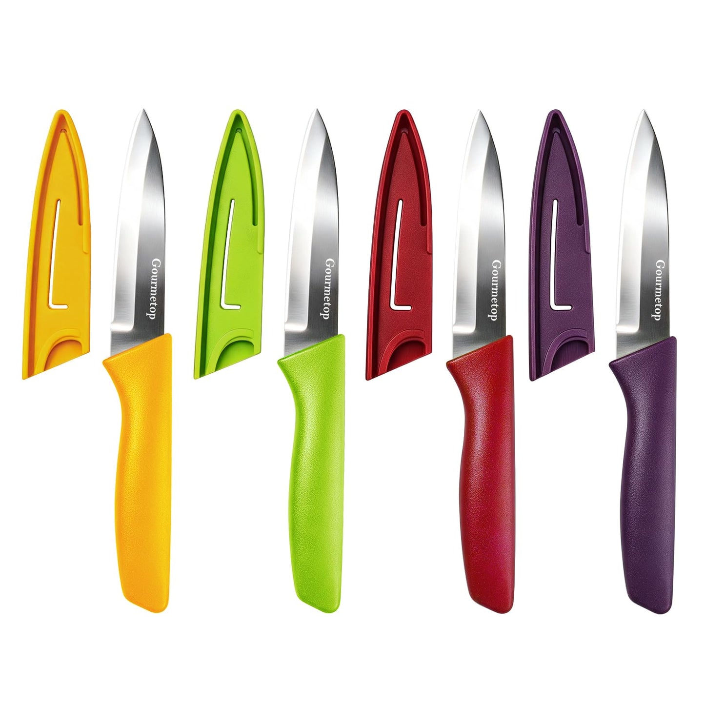 Gourmetop Paring Knife Set of 4, 3.8” Fruit Knife with Cover, German Steel