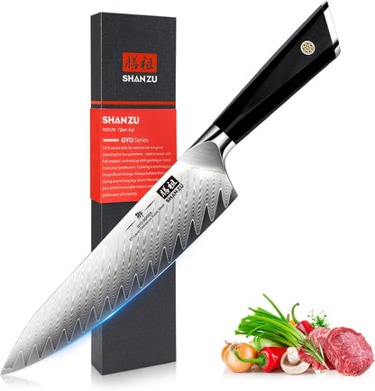 SHAN ZU Damascus Chef Knife Santoku Knife 7 Inch