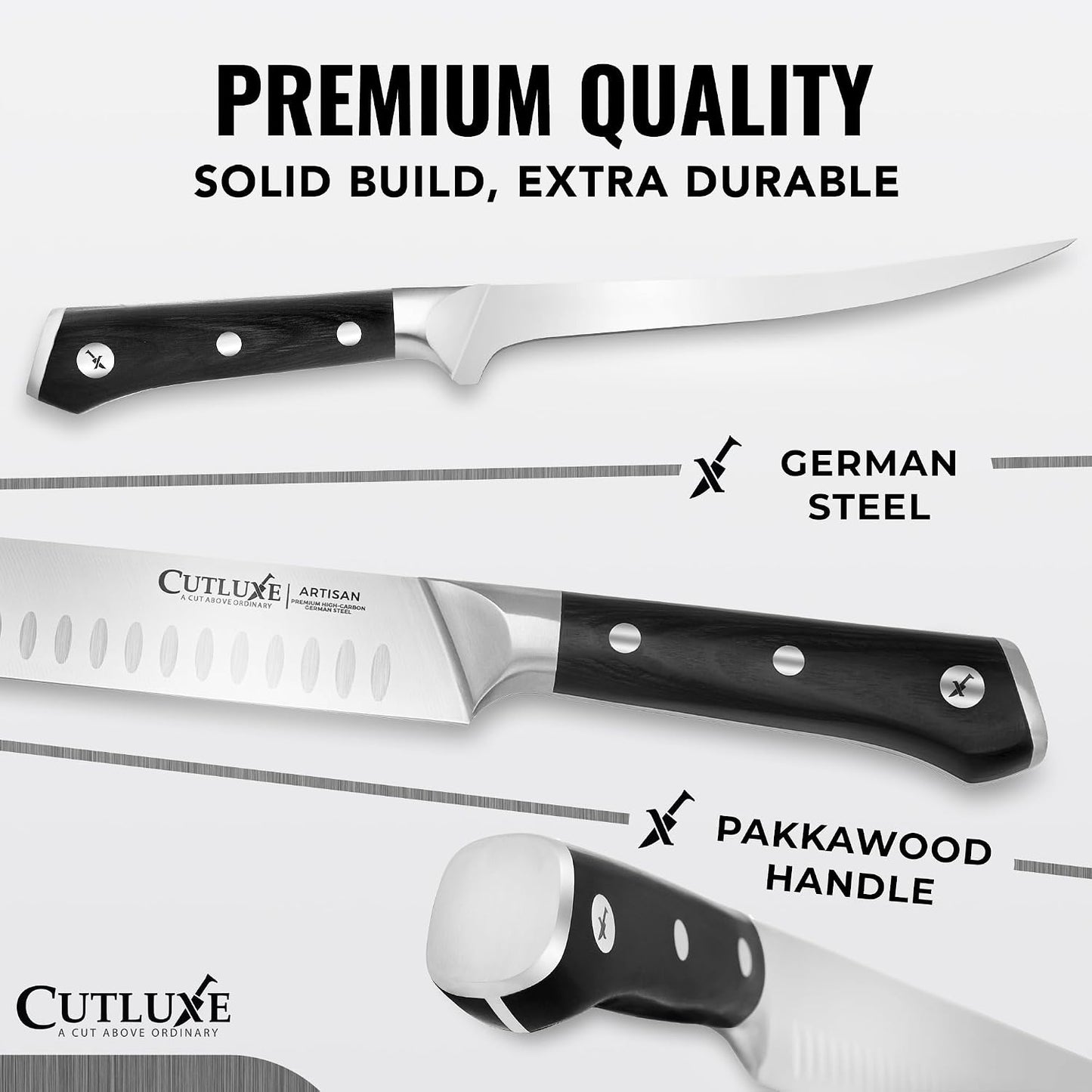 Cutluxe Butcher Knife Set, Brisket, Breaking, Boning & Fillet for Meat