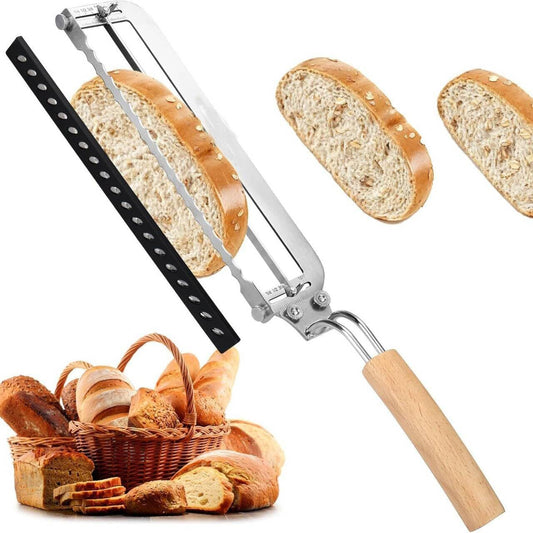 2026 Upgrade Adjustable Bread Knife, Bread Slicer for Homemade & Sourdough Loaves, Razor-Sharp Cutter for Crusty Sourdough & Baguette with Precision Thickness Guide, Best for Bakers (Yellow)
