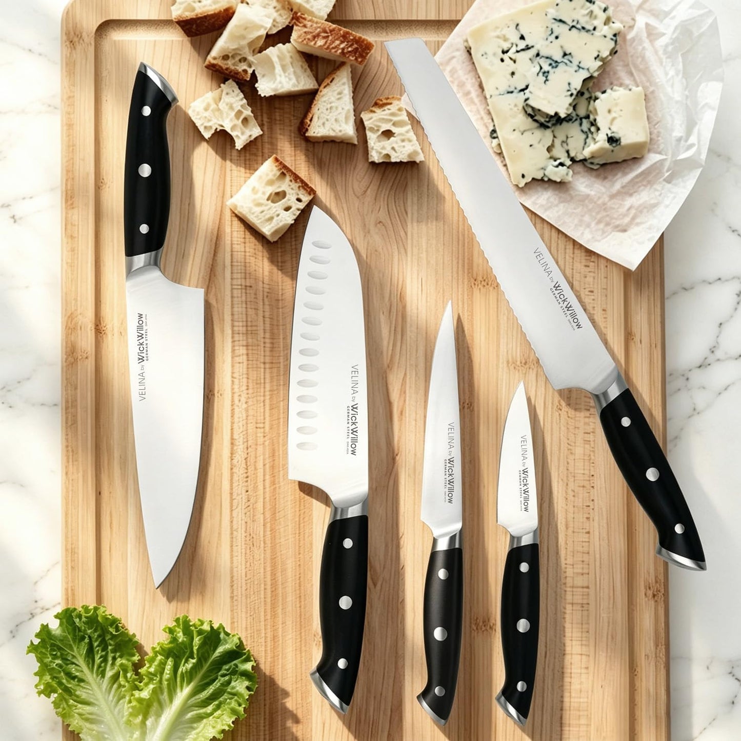 WICKWILLOW 7” Santoku Knife – Sharp Forged German Steel Kitchen Knife