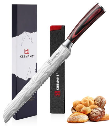 KEEMAKE 10 Inch Bread Knife for Homemade Bread, Serrated Sourdough Knife