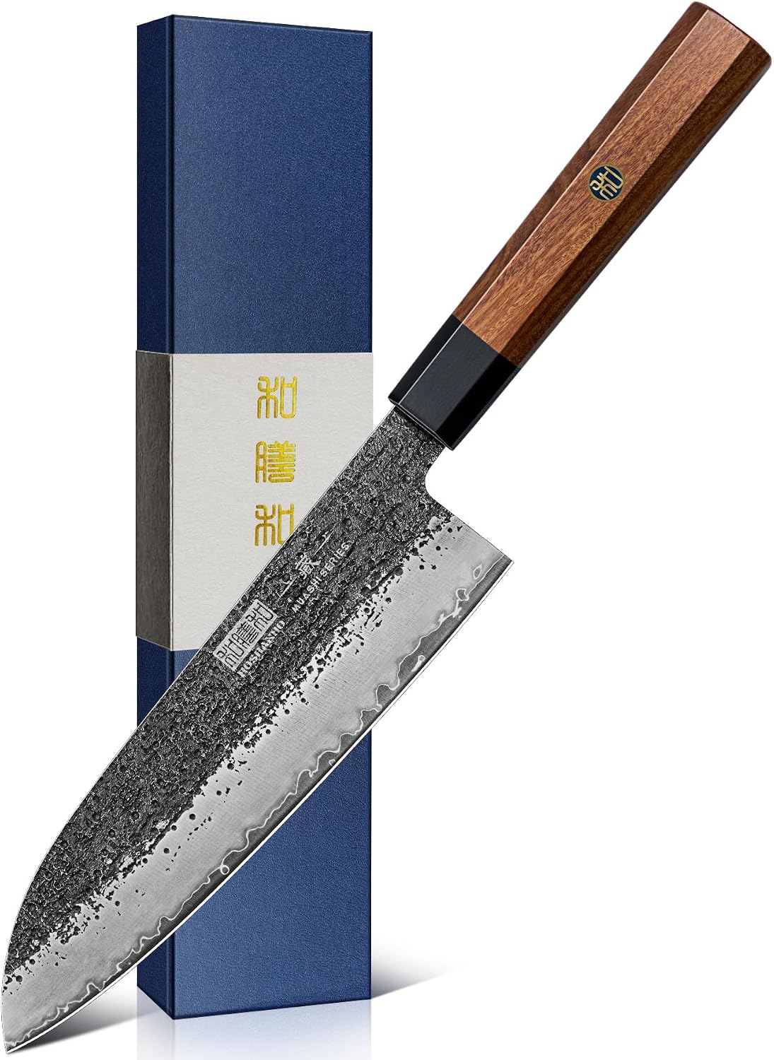 HOSHANHO Santoku Knife 7 Inch, Japanese Hand Forged Chef Knife for Kitchen