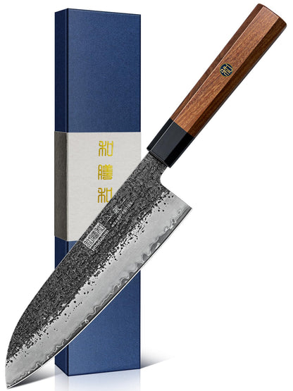 HOSHANHO Santoku Knife 7 Inch, Japanese Hand Forged Chef Knife for Kitchen